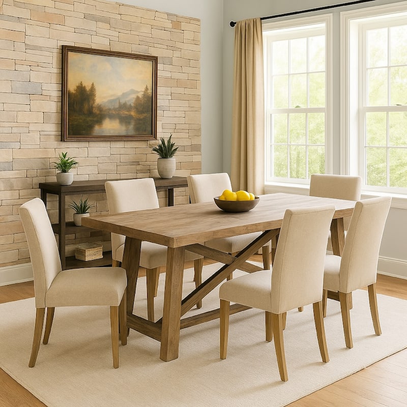Cottage Style Wooden Dining Table with Removable Leaf, Weathered Brown