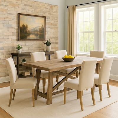 Cottage Style Wooden Dining Table with Removable Leaf, Weathered Brown