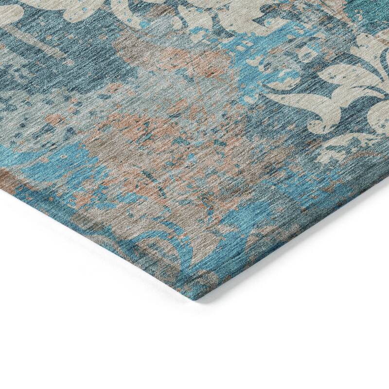 HomeRoots Damask Transitional Rectangle Outdoor Rug