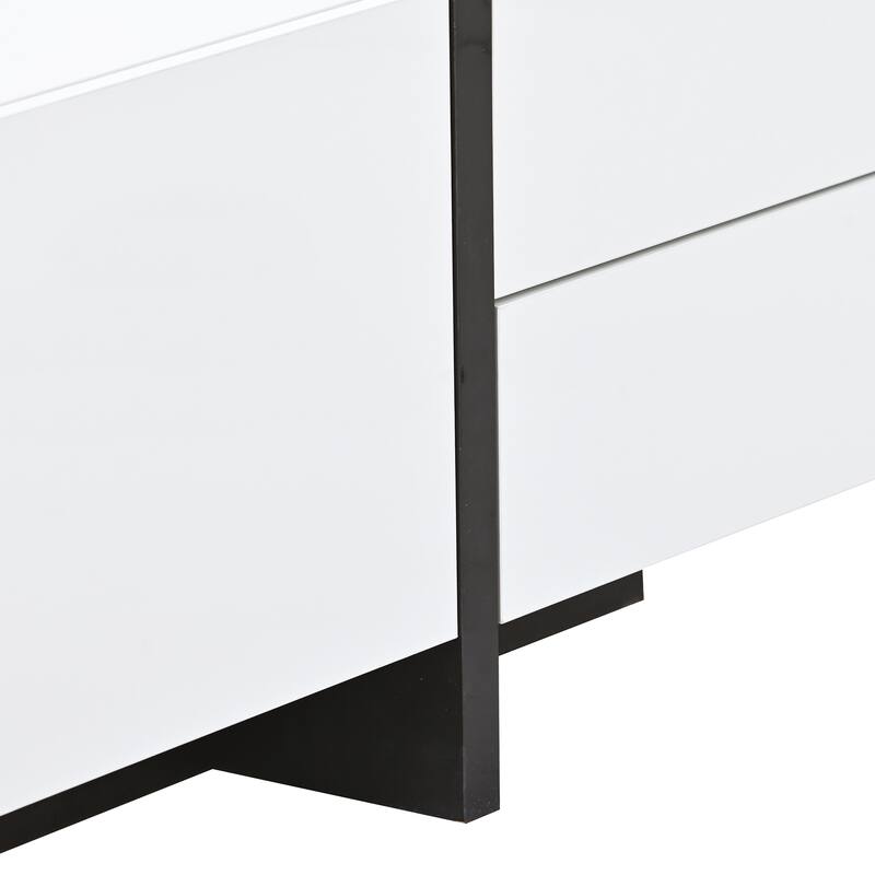 75 White & Black TV Stand with Large Storage & Sleek Contemporary Design.