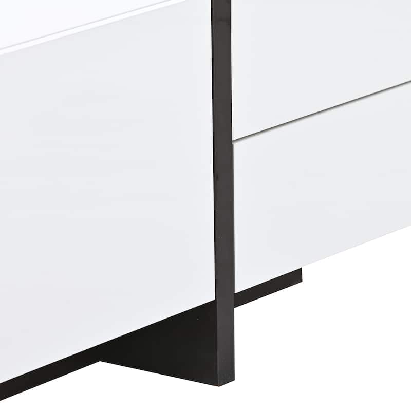 Rectangular High Gloss TV Stand for Living Room, Entertainment Media Console, Wood TV Storage Cabinet for TVs Up to 80"