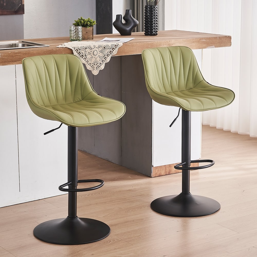 Adjustable Swivel Bar Stools Set of 2 Modern Upholstered Counter Stools