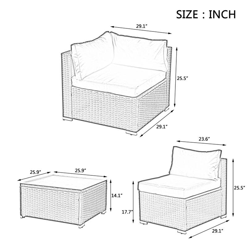 Outdoor Wicker Weaving Conversation Combo Set of 7