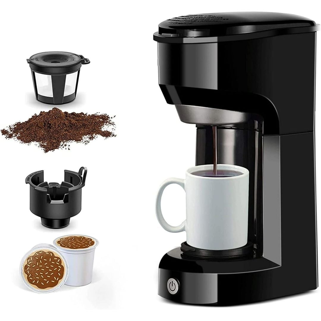 Single Serve Coffee Maker for Pods and Ground Coffee, 6-14OZ