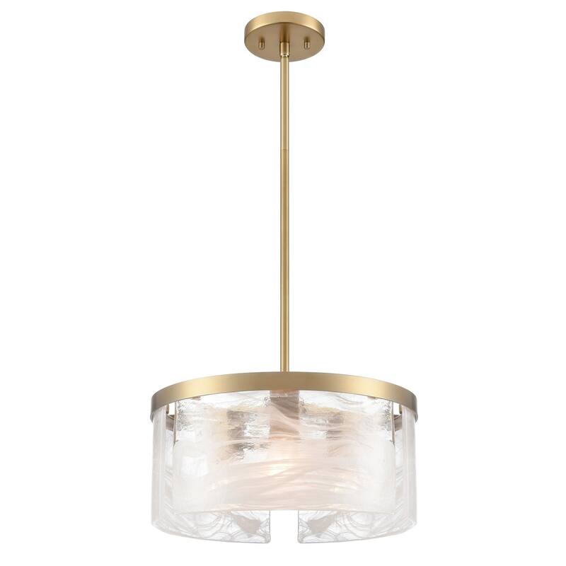 Artcraft Skye - 3-Light Pendant 15" - Brushed Brass Finish - Wispy White Murano Style Alabaster Glass Shade