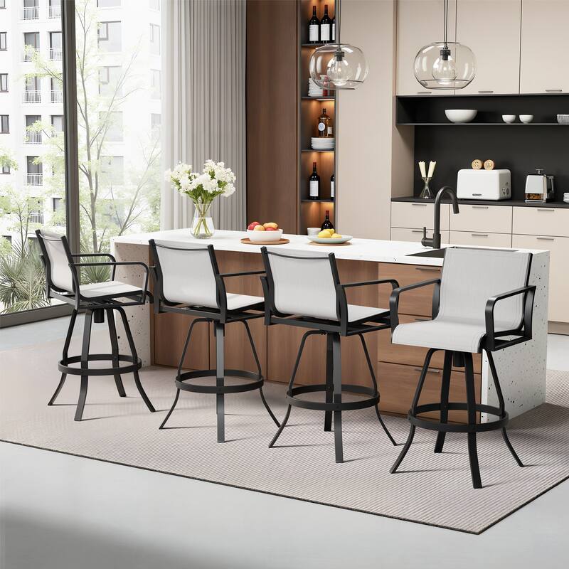 Pellebant Outdoor Aluminum Swivel Barstool Patio Bar Stools with Sunbrella Fabric - 18.31"Lx18.31"Wx43.31"H