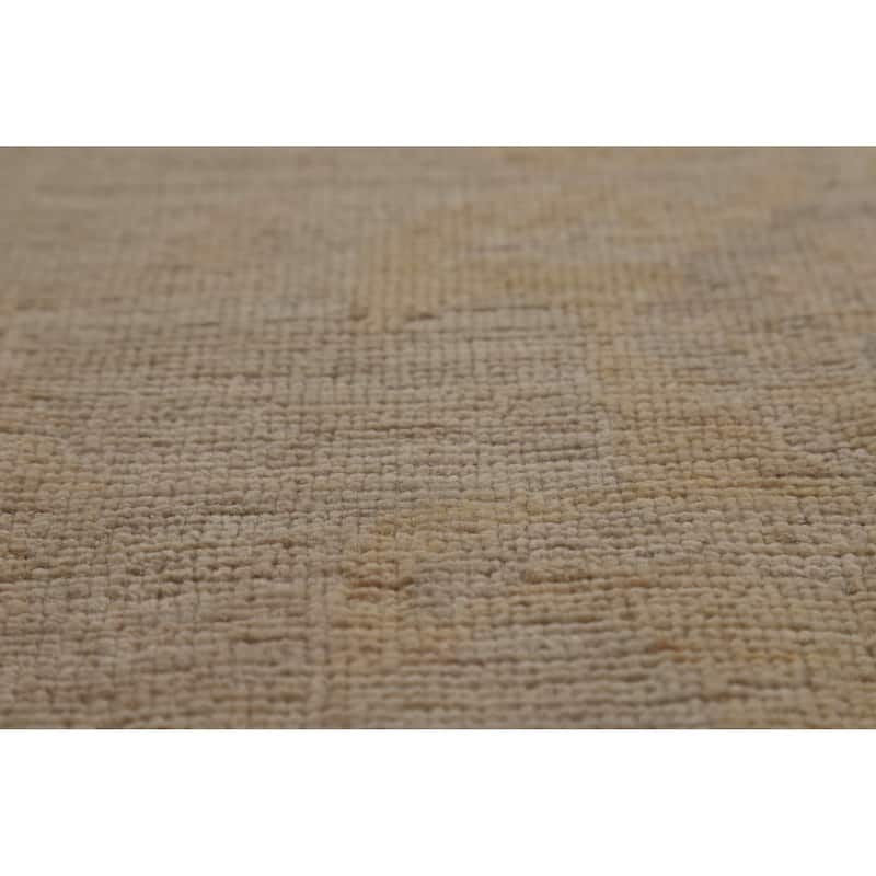 Vegetable Dye Oushak Turkish Area Rug Handmade Beige Wool Carpet - 8'0"x 9'10"