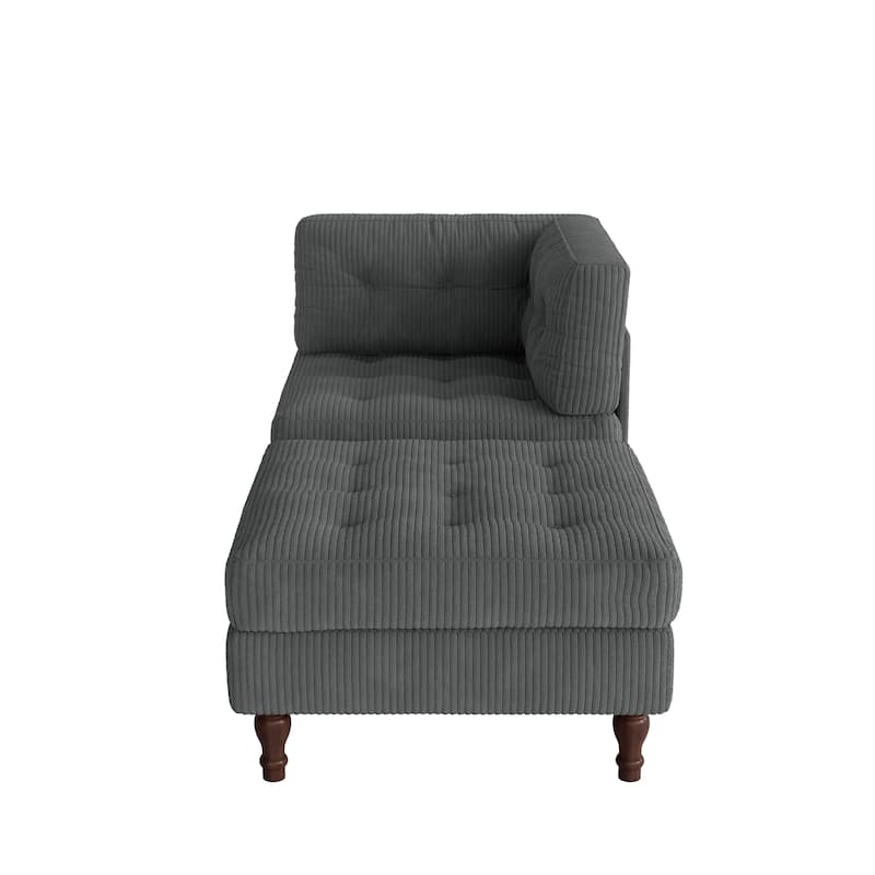 Corduroy Tufted Accent Chair Armchair and Ottoman Set