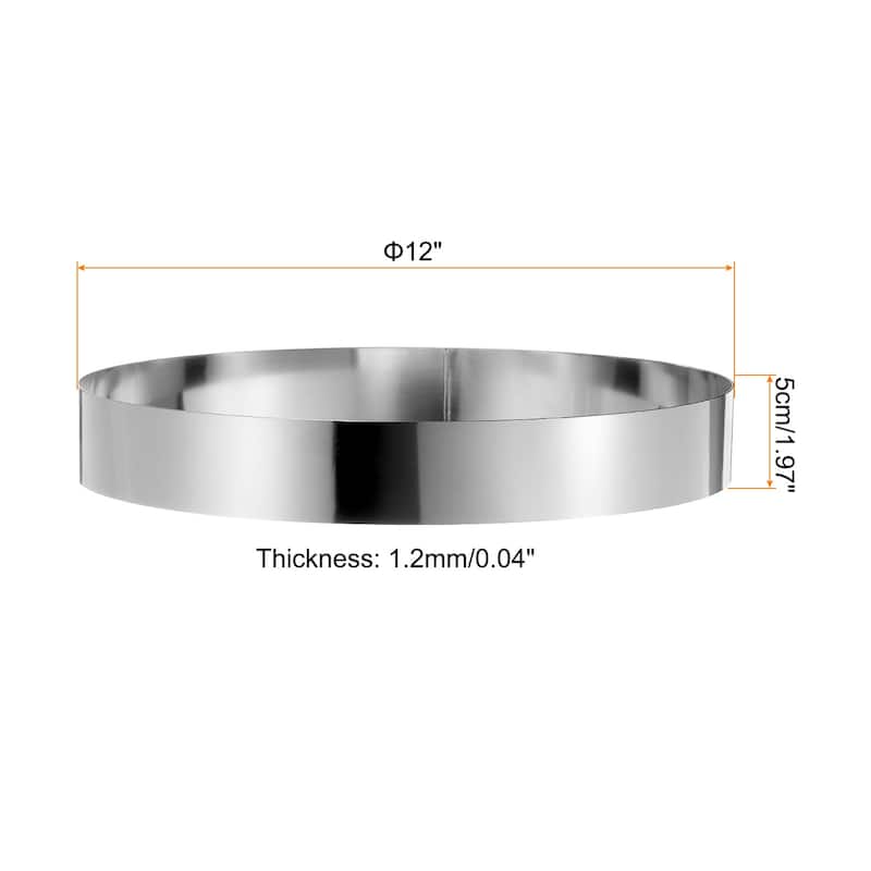 2PCS Round Cake Ring Stainless Steel Pastry Mousse Dessert Ring - 12 x 2 Inch