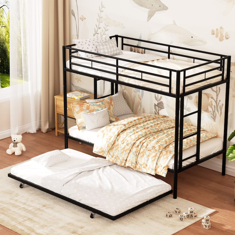 Standard Metal Bunk Bed - Bed Frame for Kids, Teens & Guest Rooms - Black-Twin