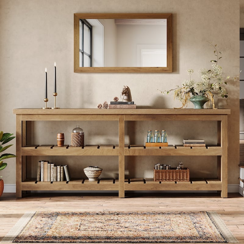 70.86-Inch Extra Long Console Table Farmhouse 3-Tier Entryway Table