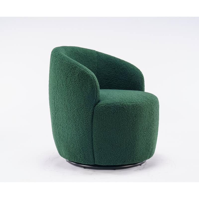 Teddy Fabric Swivel Barrel Chair with 360° Rotation & Metal Base