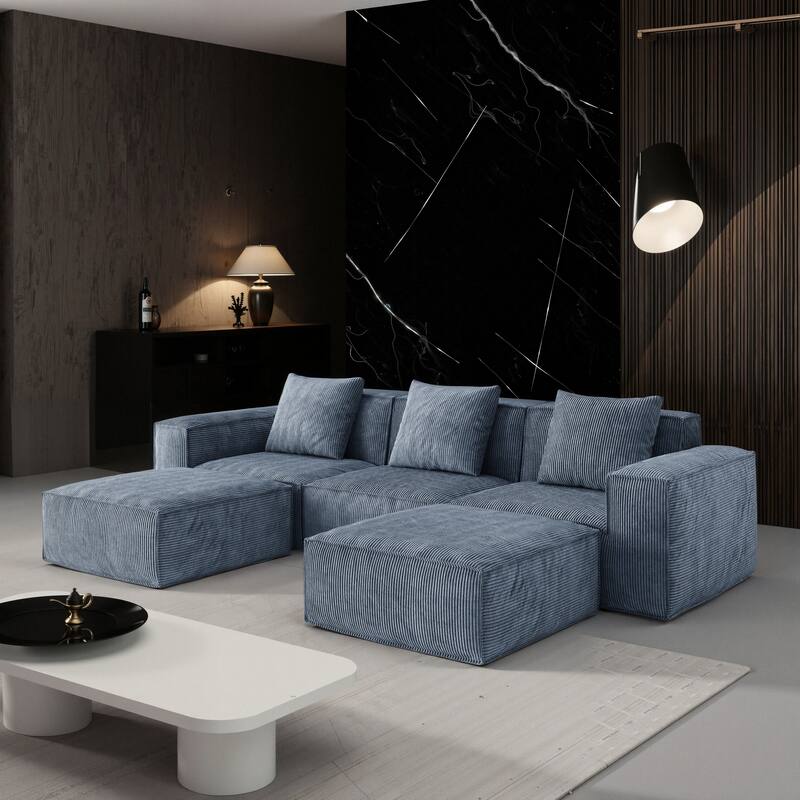 Chenille Fabric Sectional Sofa for Living Room,Tofu Block Sofa Floor Sofa
