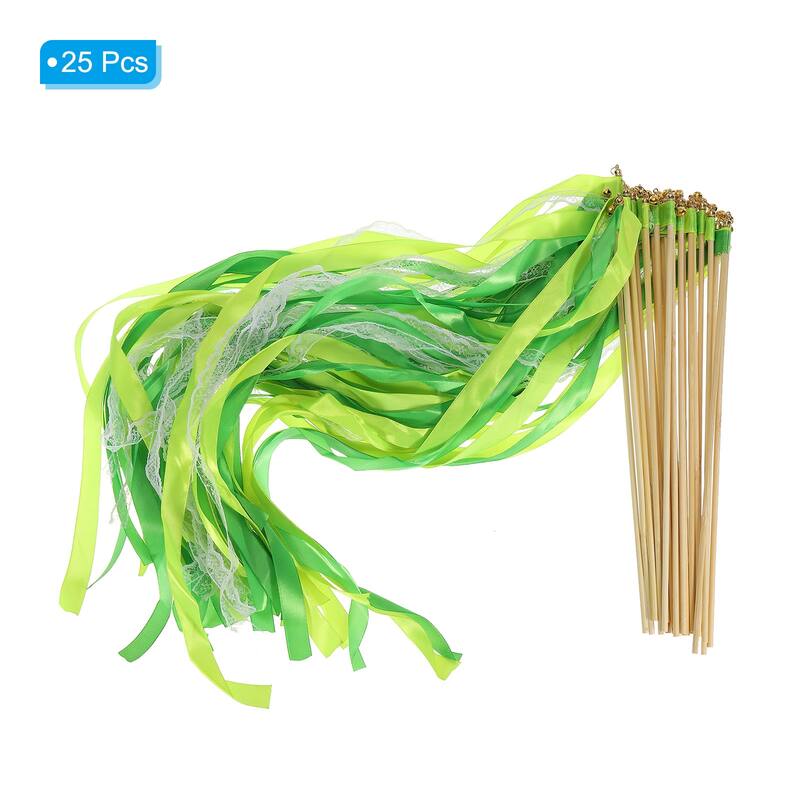25Pcs Lace Silk Ribbon Fairy Sticks Wands for Wedding Party