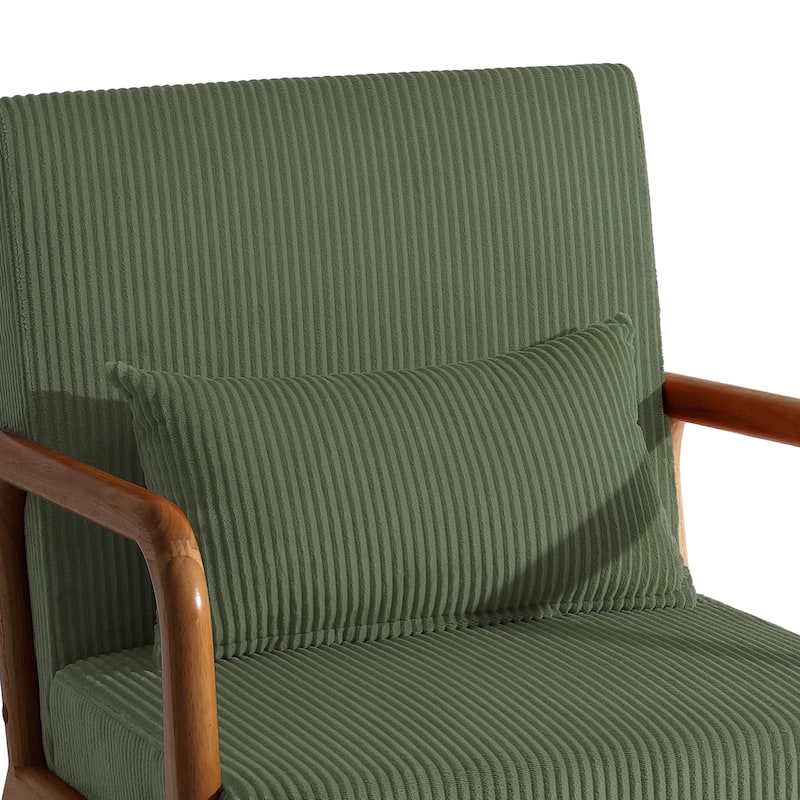 25" W Mid Century Upholstered Wood Accent Chair with Pillow