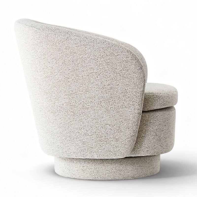 Upholstered 360° Swivel Barrel Chair with Curved Backrest