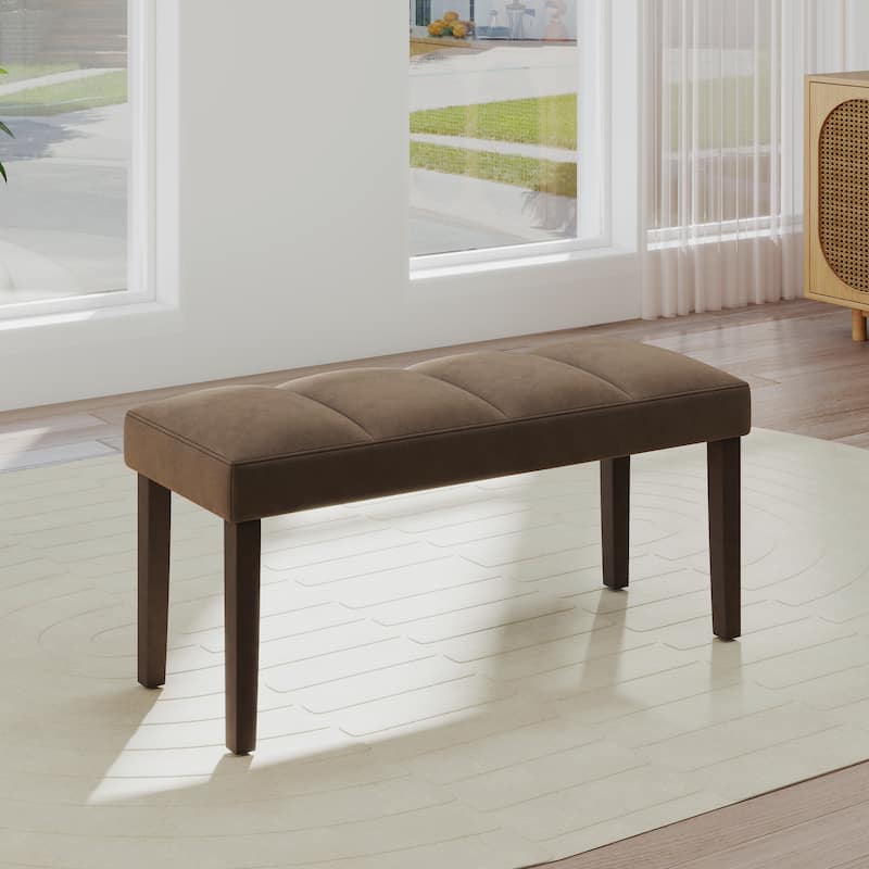 Roundhill Furniture Madison 6-Piece Dining Set, Slat-Fluted Dining Table with 4 Chairs and a Bench, Chocolate