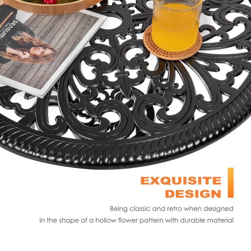 Outdoor 3-Piece Cast Aluminum Patio Set with 1.77" Umbrella Hole - 24 Inch