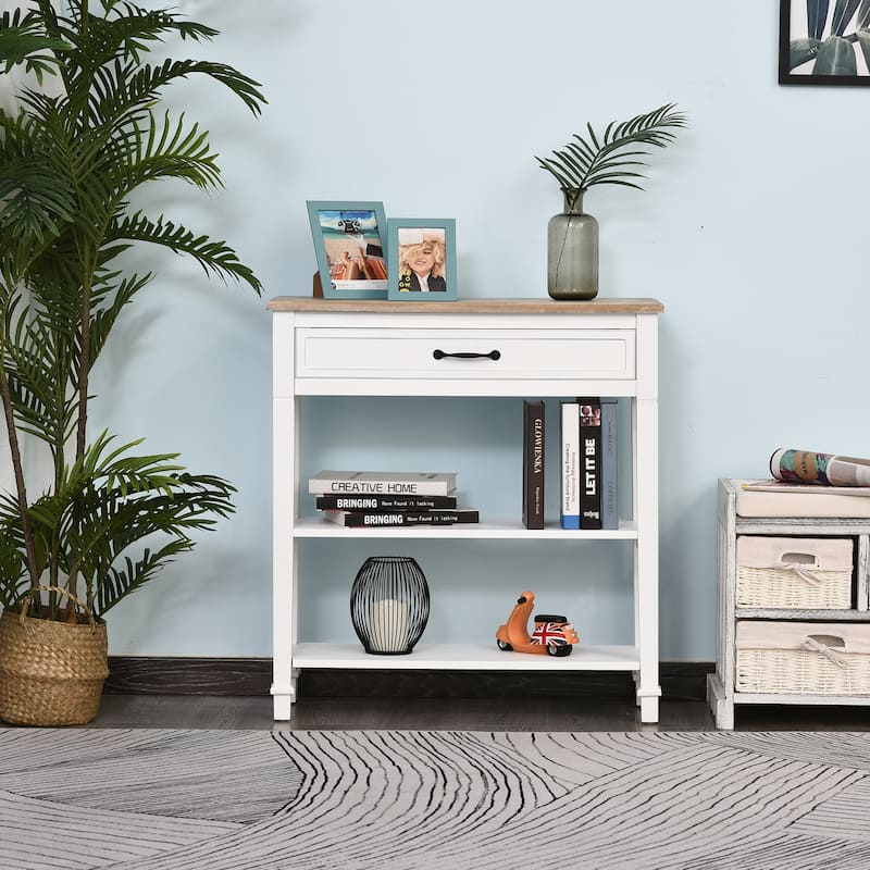 HOMCOM Retro-Styled Sofa Console Entry Hallway Table with Multifunctional Design, Durable Build, & Large Storage
