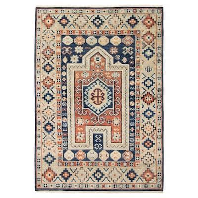 ECARPETGALLERY Hand-knotted Jules Serapi Dark Blue Wool Rug - 5'4 x 7'9