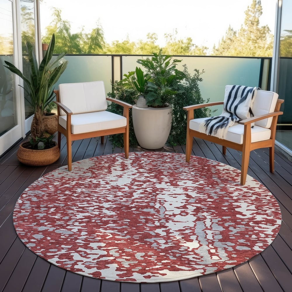 Machine Washable Indoor/ Outdoor Modern Abstract Chantille Rug