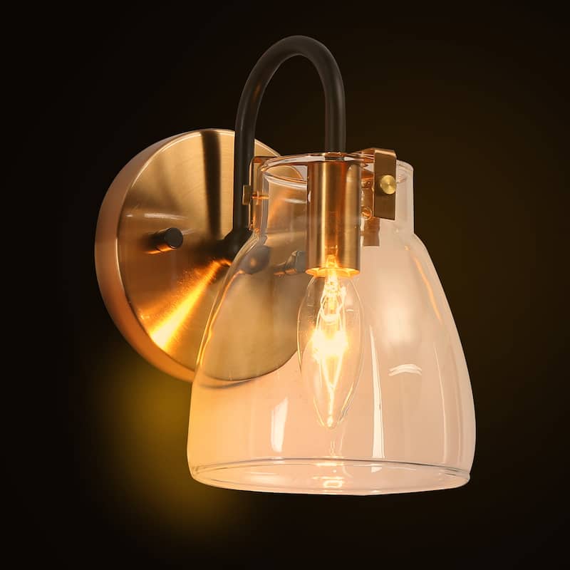 Coria Mid-Century Modern 1-light Glass Wall Sconces Linear Bathroon Vanity Lights