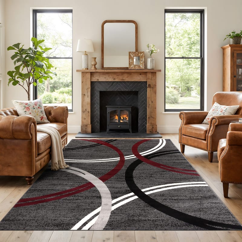 World Rug Gallery Contemporary Abstract Circles Design Area Rug