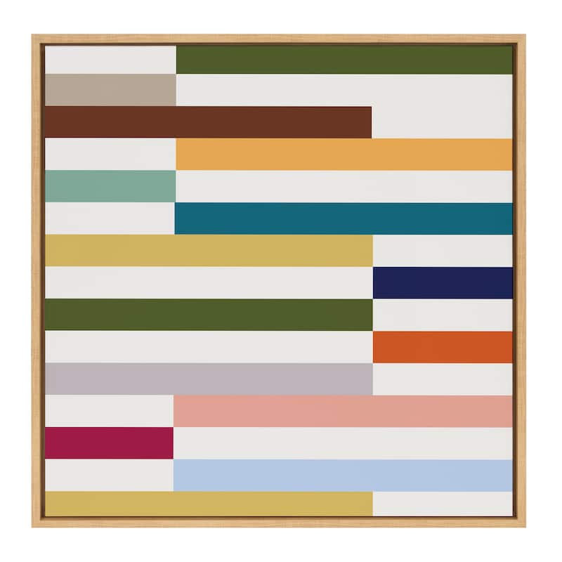 Kate and Laurel Sylvie Modern Color Block Stacks I Framed Canvas by The Creative Bunch Studio - Natural