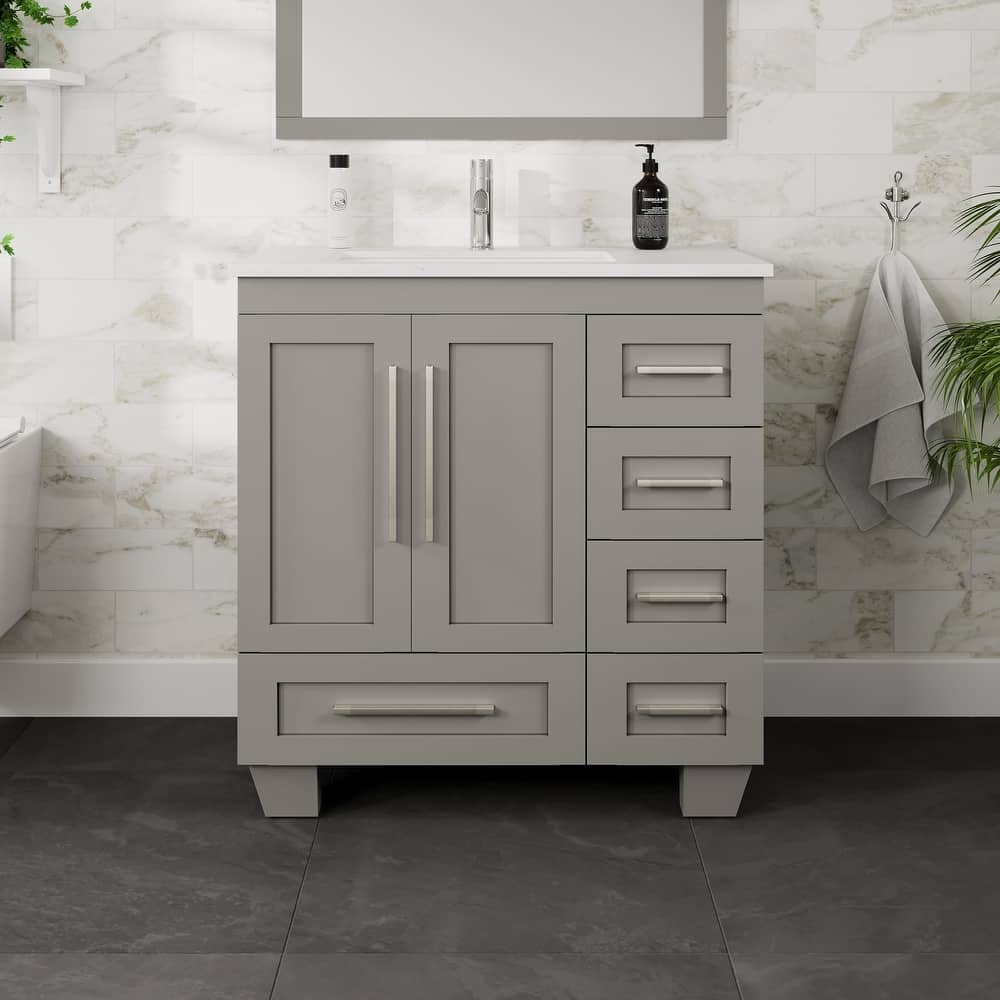 Eviva Loon Bath Vanity with Carrara Quartz Vanity Top & Undermount Sink