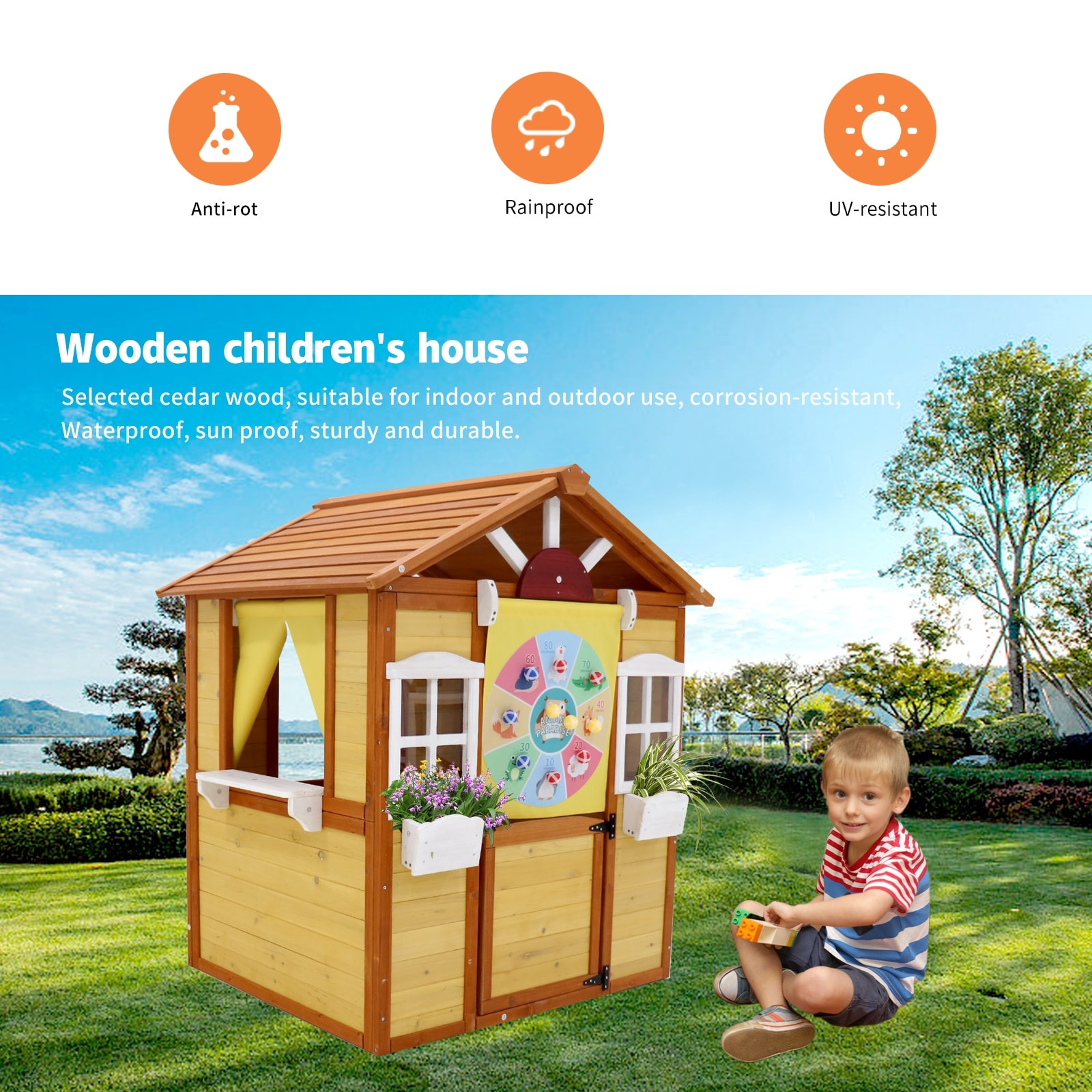 Wooden playhouse for 8 year old sale