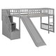 preview thumbnail 10 of 28, All-in-one Loft Bed Built-in Ladder Wood Frame Loft Bed with Slide, 2 Drawers, Storage Stairs & Underbed Activity Space for Kids