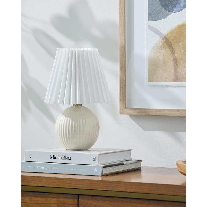 Livabliss Ferez Modern & Contemporary Accent Table Lamp - 12"H x 8"W x 8"D - Cream