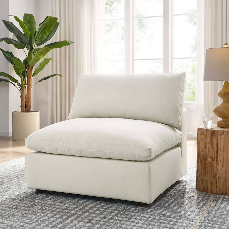Commix Down Filled Overstuffed Armless Chair - Light Beige