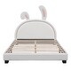 preview thumbnail 5 of 15, Full Size Upholstered Faux Leather Platform Bed with Rabbit Ornament