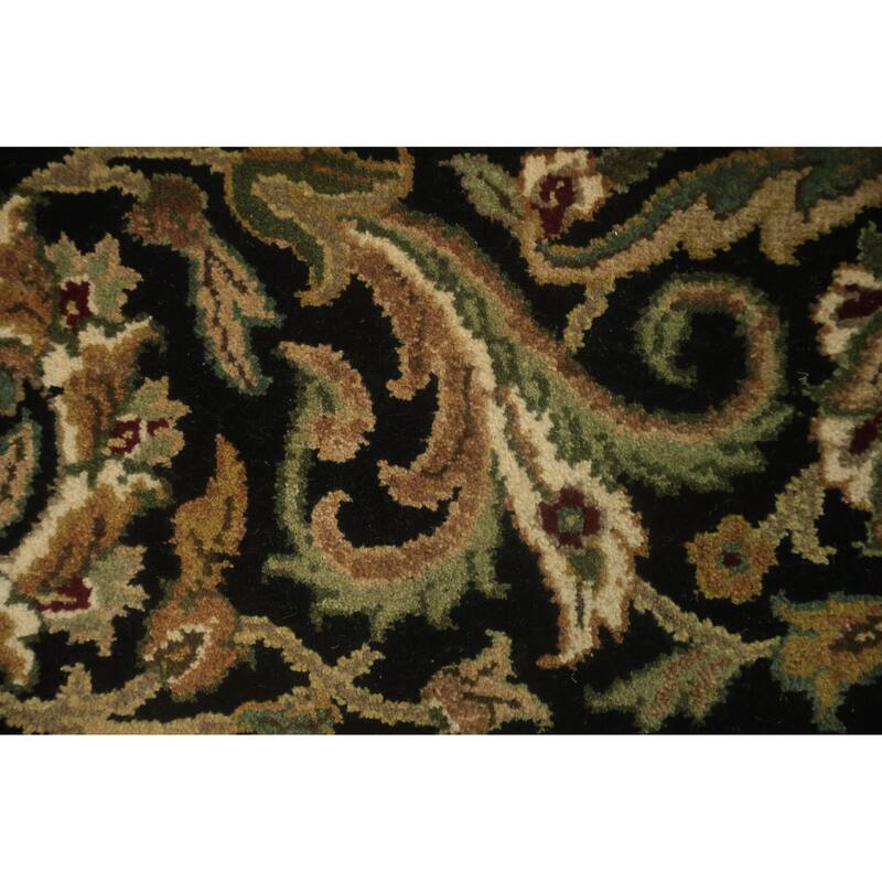 Hand Knotted Oriental 100% Wool Carpet Traditional Floral Black Agra Area Rug - 11' 11'' X 9' 2''