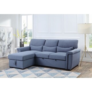 Reversible Storage Sleeper Sectional Sofa in Fabric - Blue - Bed Bath ...