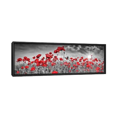 iCanvas "Idyllic Field Of Poppies With Sun Panorama" by Melanie Viola Framed Canvas Print