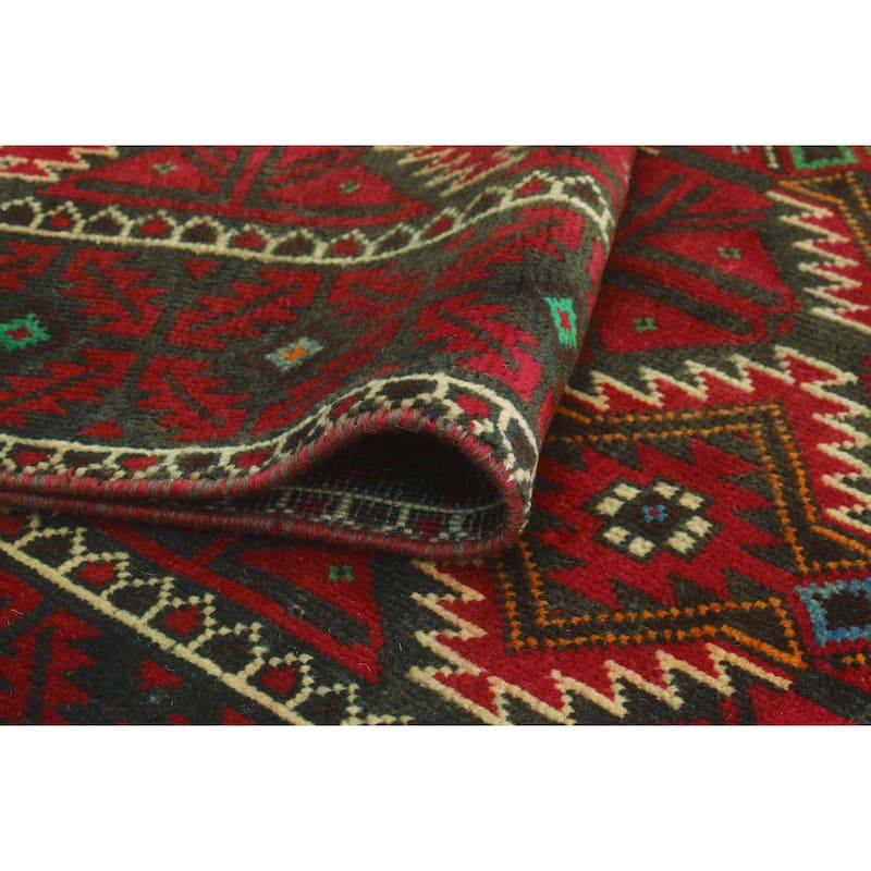 Vintage Distressed Tansholp Burgundy/Green Rug - 5'1" x 9'11"