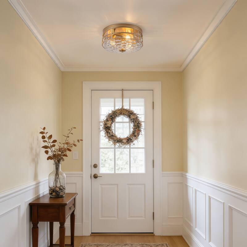 Starsky 3-Light Modern Clear Hammered Glass Flush Mount