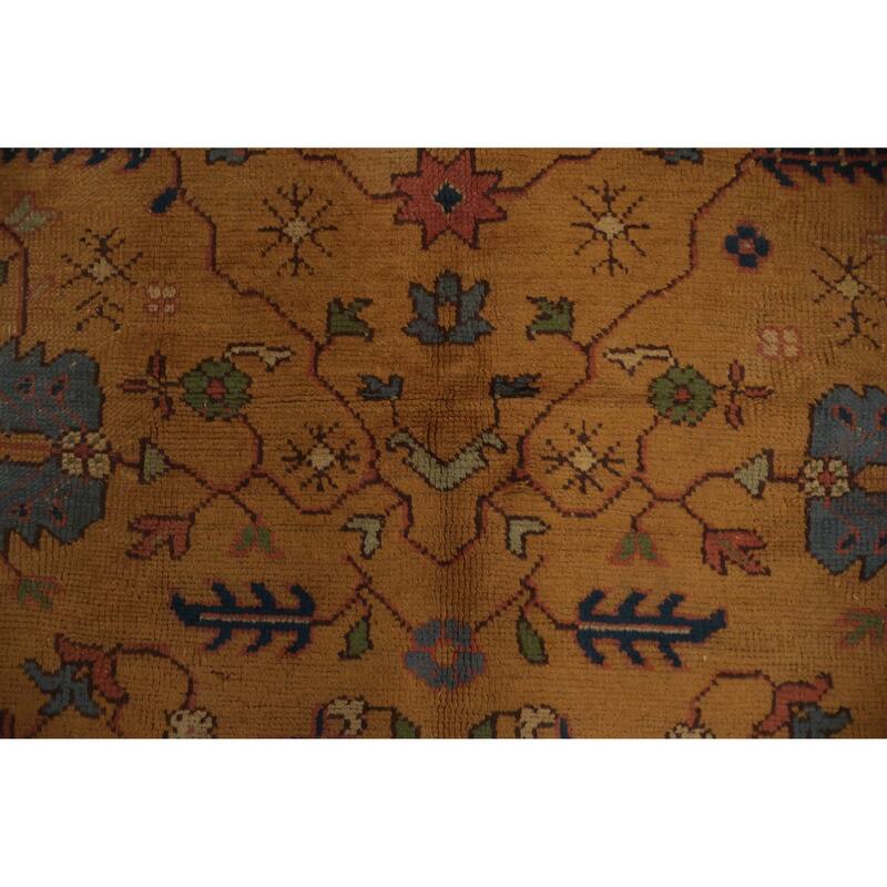 Hand Knotted Oriental 100% Wool Carpet Transitional Floral Oranges & Rust Oushak Area Rug - 8' 0'' X 6' 7''