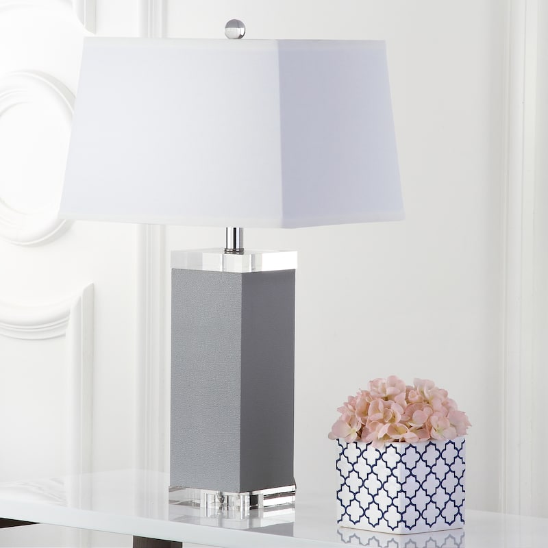 SAFAVIEH Lighting Buffy 27 Inch Navy Deco Leather Table Lamp (Set of 2)