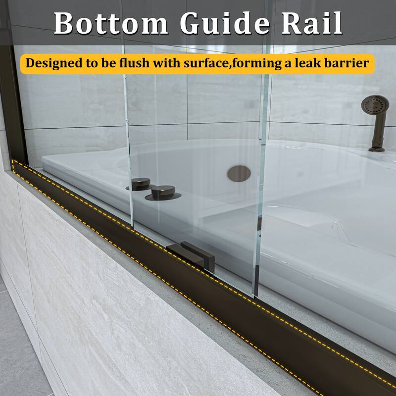TOOLKISS Double Sliding Bathtub Shower Door - 56-60 inch.W x 58 inch.H - 56-60 inch.W x 58 inch.H