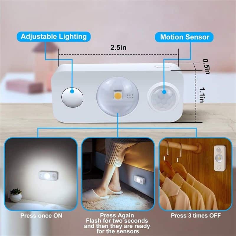 4-Pack Rechargeable Motion Sensor LED Lights,Warm Colors
