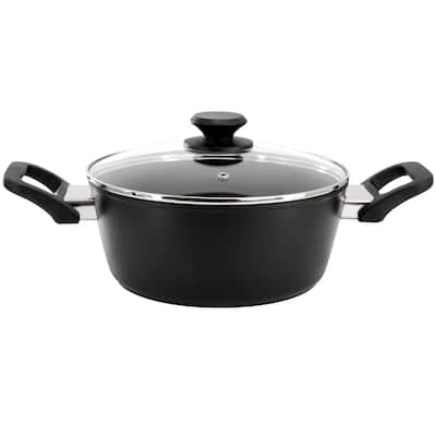 Oster Connelly 4 Quart Textured Nonstick Aluminum Dutch Oven with Lid in Black