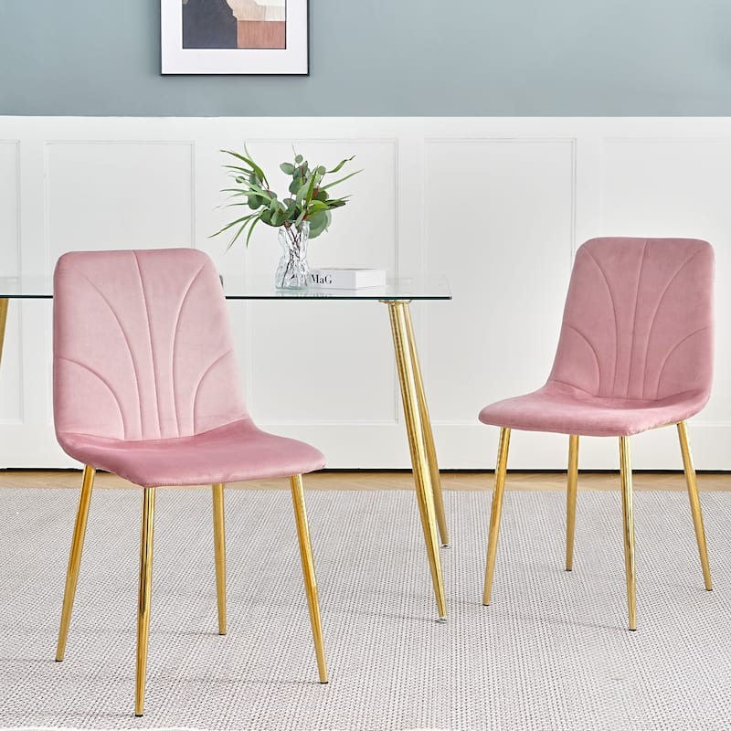 Dining Chairs Set of 4, Kitchen Pink Cushion Seats Living Room Side Chairs, Weddings Reception Chairs, Nail Chairs Women