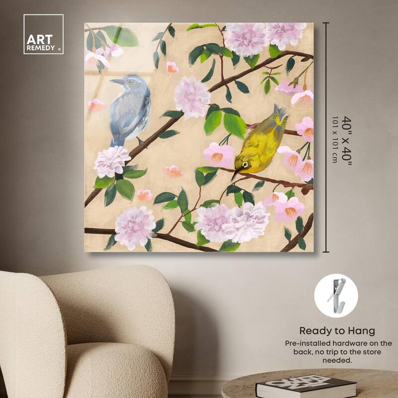 Birds Cuddle Acrylic by Art Remedy, Ready to Hang
