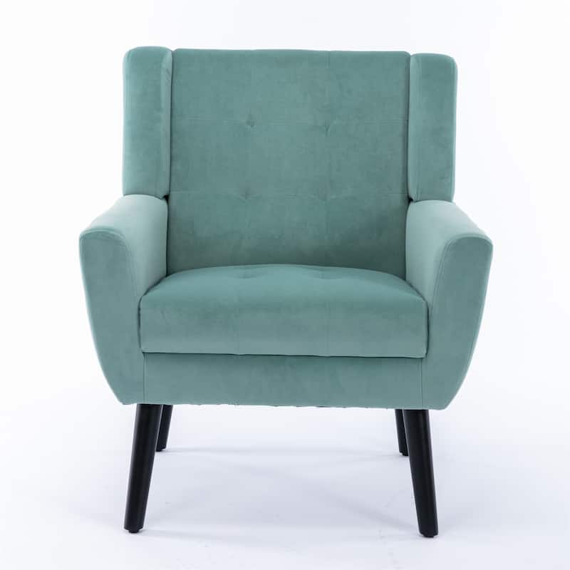 Mint Green Velvet 29.53" Buttons Tufted Accent Chair with Black Legs