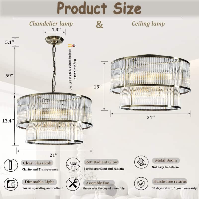 Modern Glam Black / Antique Bronze 4/10-Light Glass Drum Flush Mount Contemporary Ceiling Light For Living Room Entryway