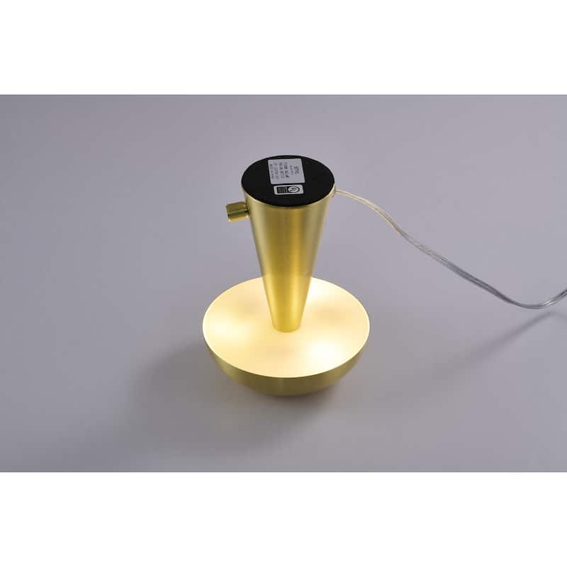 1-Light Stain Brass Table Lamp With A Satin Brass Metal Shade