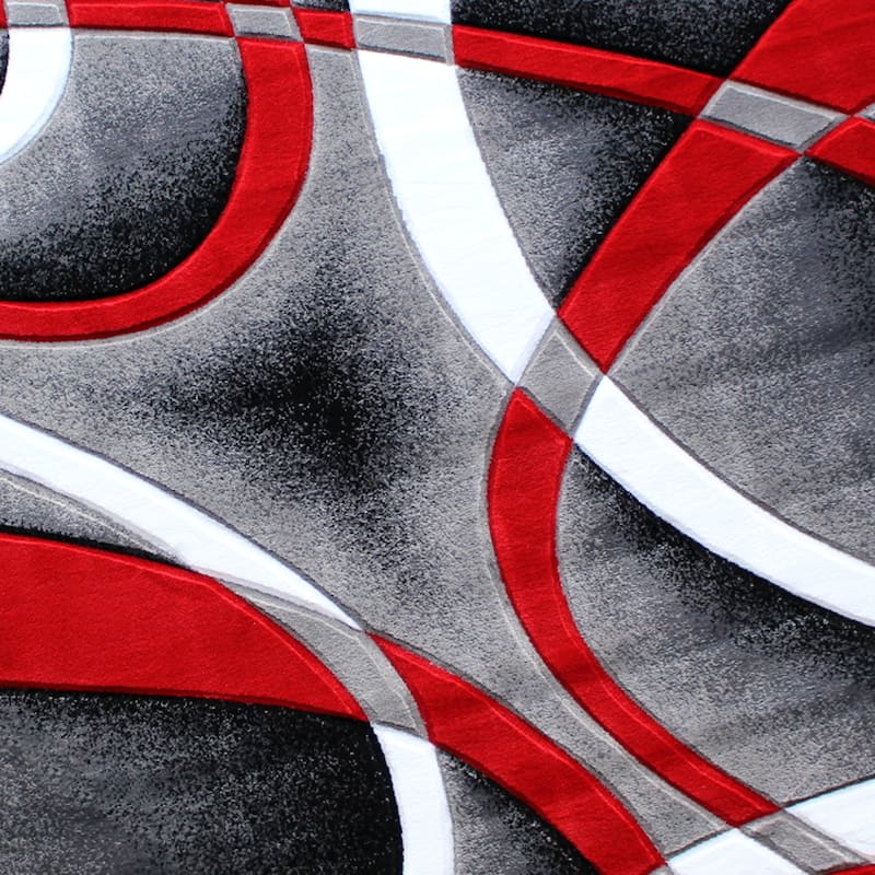 Modern Ribboned Design High-Low Pile Abstract Area Rug